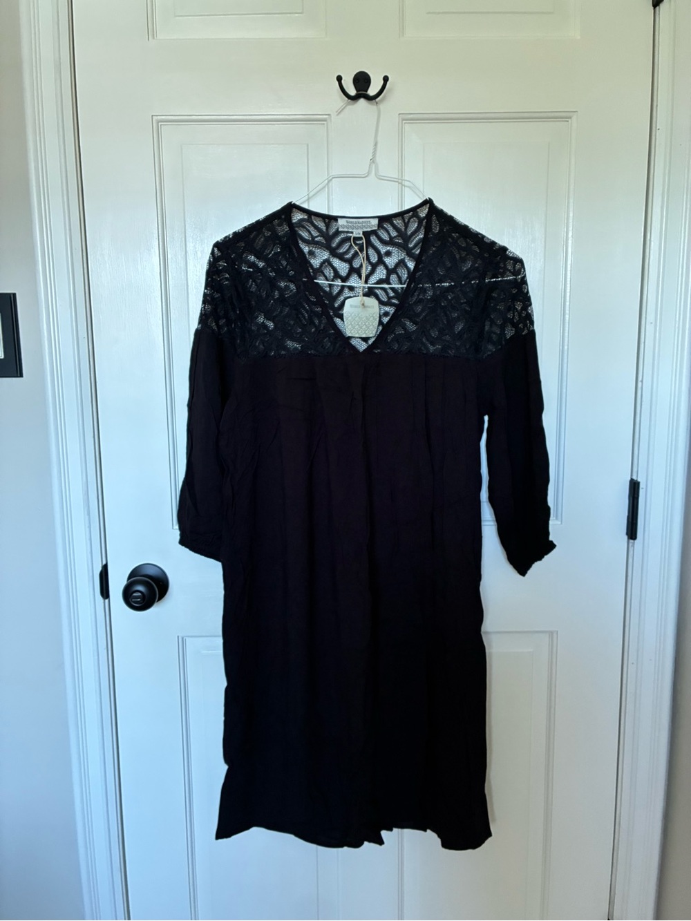 Cost Plus World Market Black Lace V-Neck Tunic